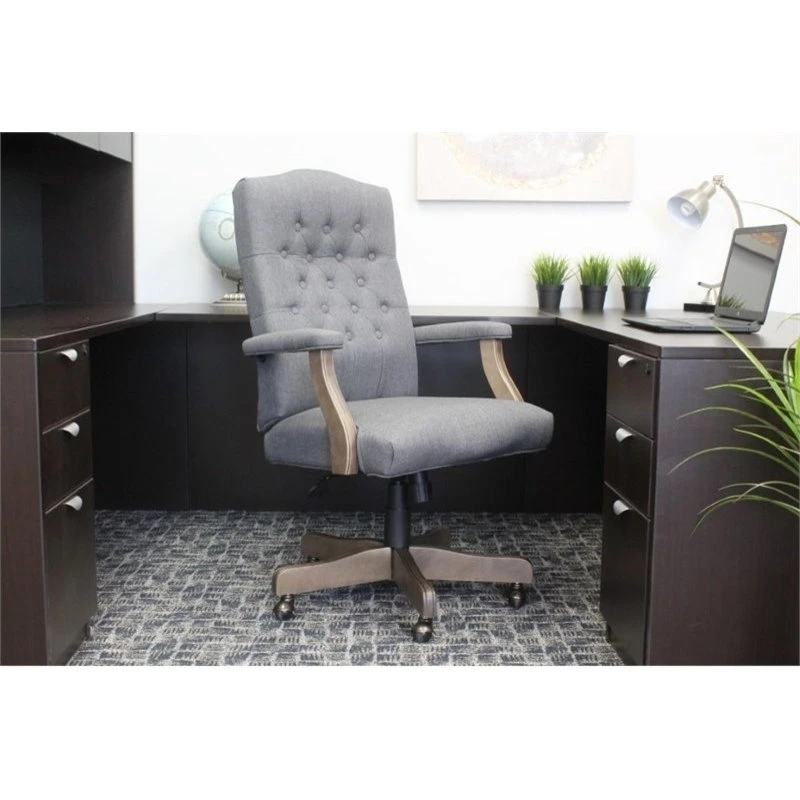 Boss Office Products Boss Refined Rustic Executive Chair In Slate Gray Commercial Grade 4 Boss Office Products Boss Refined Rustic Executive Chair In Slate Gray Commercial Grade - Image 2
