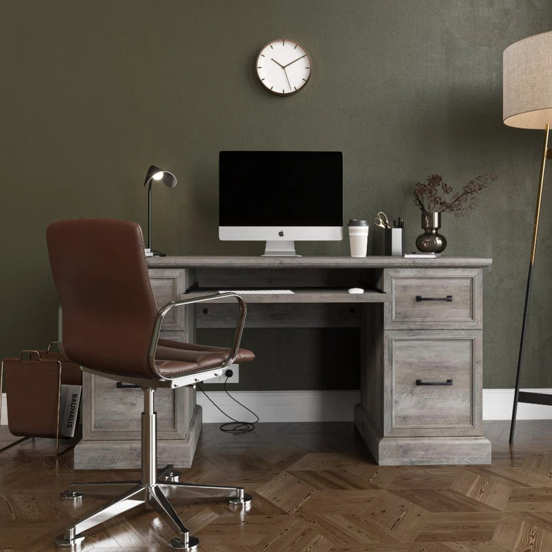 BELLEZE Rhudi 62" Executive Desk, Gray Wash 5 BELLEZE Rhudi 62" Executive Desk, Gray Wash - Image 3