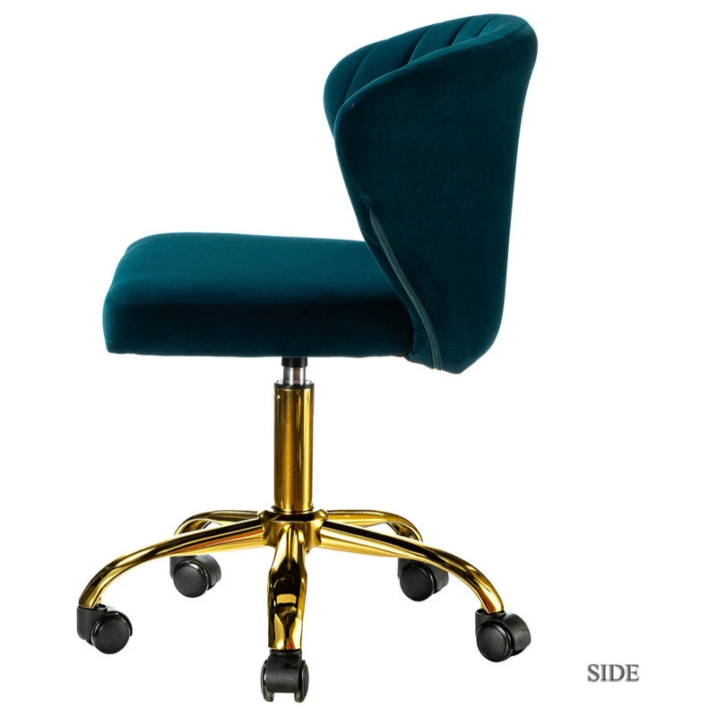 Karat Home Swivel Task Chair With Tufted Back, Teal 5 Karat Home Swivel Task Chair With Tufted Back, Teal - Image 3