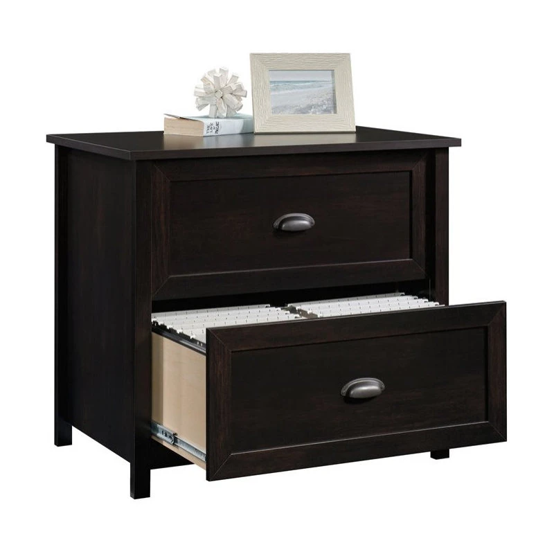 Sauder County Line Engineered Wood 2-Drawer Lateral File Cabinet In Estate Black 4 Sauder County Line Engineered Wood 2-Drawer Lateral File Cabinet In Estate Black - Image 2