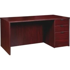 Lorell_biehler Lorell Prominence Laminate Desk Office Suite, Top, Mahogany, 60"x30"x29", Right