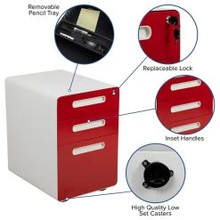 Offex 3-Drawer Filing Cabinet With Letter/Legal Drawer, White With Red Faceplate -Boraam Industries Shop caf1f5ee0eb024b3 9618 w800 h800 b1 p0