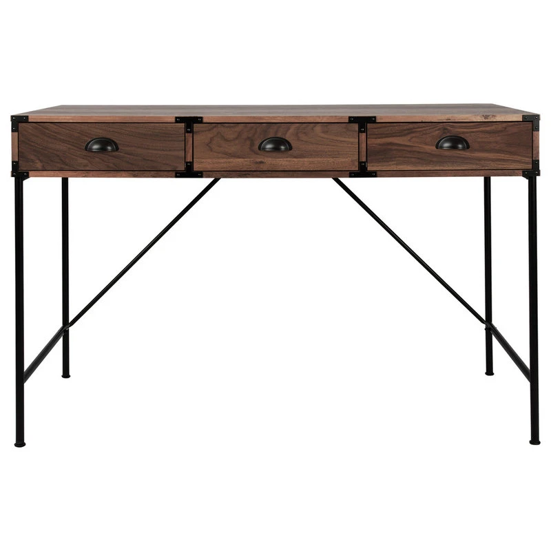 AGH Deco Brunei 3-Drawer Writing Desk, Walnut Wood Grain, 47" 5 AGH Deco Brunei 3-Drawer Writing Desk, Walnut Wood Grain, 47" - Image 3