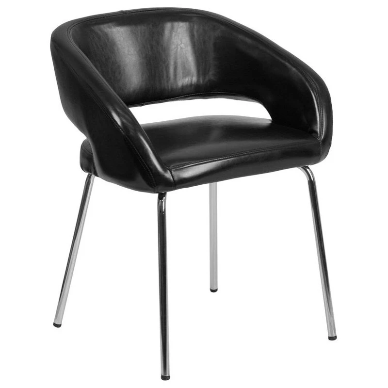 Flash Furniture Fusion Series Black Leather Side-Reception-Lounge Chair 4 Flash Furniture Fusion Series Black Leather Side-Reception-Lounge Chair - Image 2
