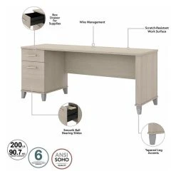 Bush Business Furniture Somerset 72W Sit To Stand L Desk With Hutch In Sand Oak - Engineered Wood -Boraam Industries Shop cba1b9db00ee6cd7 5073 w800 h800 b1 p0
