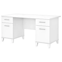 Bush Industries Somerset 60W Office Desk With Drawers, White