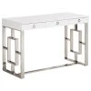 Best Master Furniture Brooks Contemporary 3-Drawer Writing Desk, White/Silver