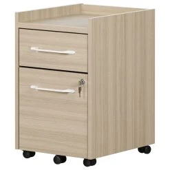 Decor Love Mobile File Cabinet, Lockable Design With Drawers & Metal Pulls, Soft Elm