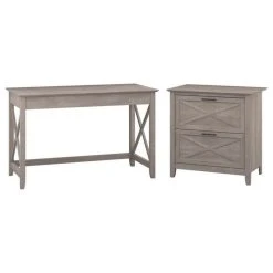 Bush Business Furniture Bush Furniture Key West 48W Writing Desk With Lateral File Cabinet In Gray