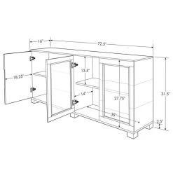 Zuri Furniture 72.5” Modern Hayes Dark Walnut Wood Cabinet 2 Glass Doors 2 Wood Doors -Boraam Industries Shop ce41131d039776c2 8170 w800 h800 b1 p0