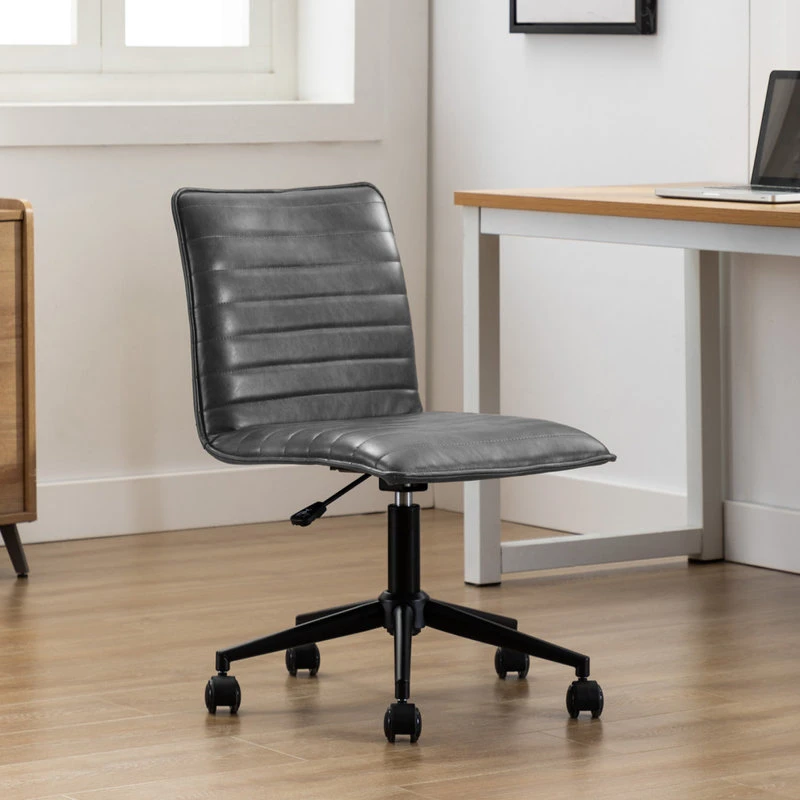 Duhome Elegant Lifestyle Horizontal Stitching Armless Swivel Task Chair, Grey 9 Duhome Elegant Lifestyle Horizontal Stitching Armless Swivel Task Chair, Grey - Image 7