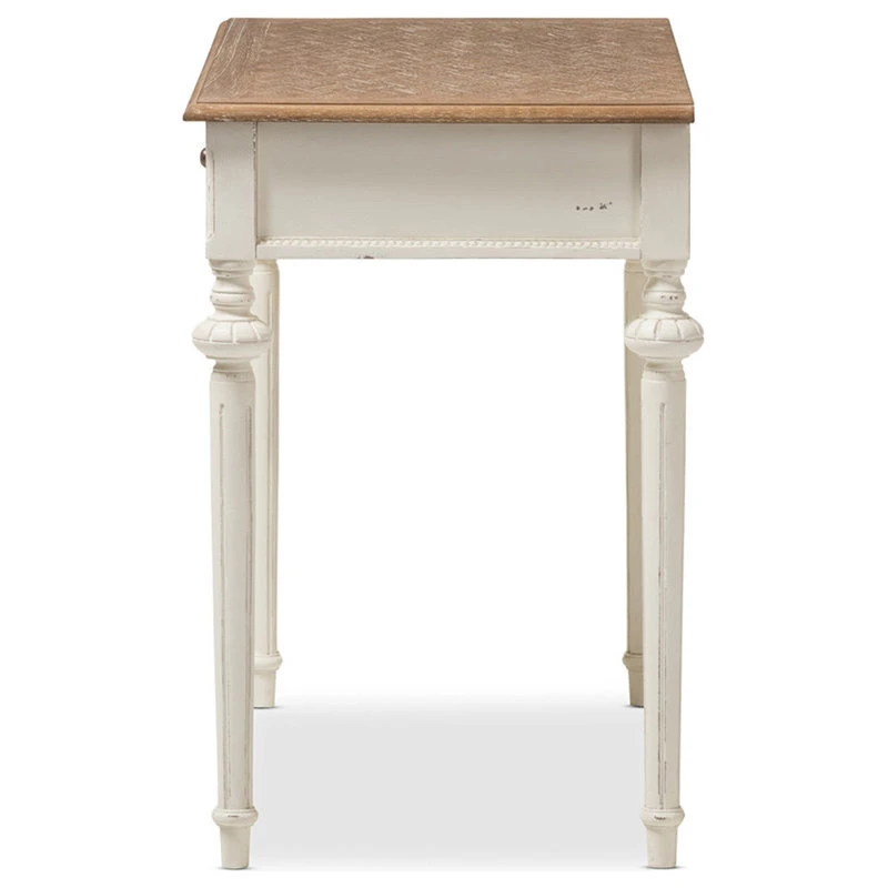 Baxton Studio Marquetterie French Provincial Weathered Oak And Whitewash Writing Desk 6 Baxton Studio Marquetterie French Provincial Weathered Oak And Whitewash Writing Desk - Image 4