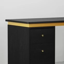 HOMARY Modern 55" Black Wooden Home Office Writing Desk, Drawers, Gold -Boraam Industries Shop cf6125da025e8b12 3917 w800 h800 b0 p0