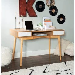 Linon Home Decor Products Linon Perry Wood Two Drawer Writing Desk In White And Natural -Boraam Industries Shop d041a0b50f9a02c4 5762 w800 h800 b0 p0