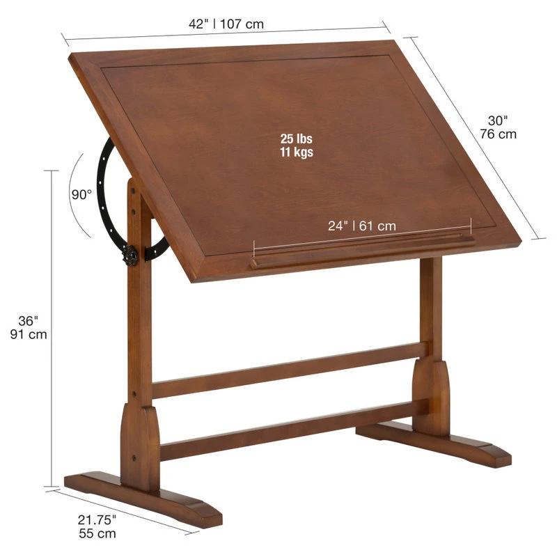 Studio Designs Vintage Drafting Table, Rustic Oak, Rustic Oak, 42" 12 Studio Designs Vintage Drafting Table, Rustic Oak, Rustic Oak, 42" - Image 10
