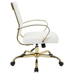 LeisureMod Benmar Home Leather Office Chair With Gold Frame, White -Boraam Industries Shop d09106350fea52cf 3293 w800 h800 b1 p0