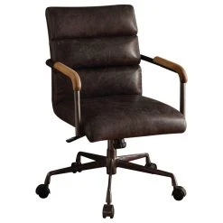 Acme Furniture Harith Top Grain Leather Office Chair, Retro Brown, Antique Ebony