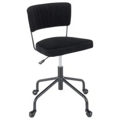 Lumisource Tania Task Chair, Black Metal, Black Velvet