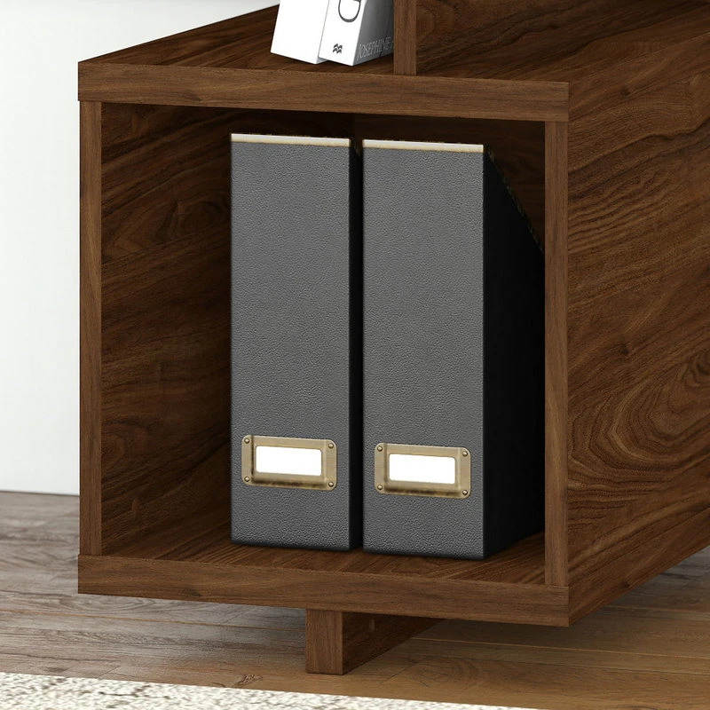 Kathy Ireland Home By Bush Furniture Madison Avenue 60W Writing Desk With Storage In Modern Walnut - Engineered Wood 6 Kathy Ireland Home By Bush Furniture Madison Avenue 60W Writing Desk With Storage In Modern Walnut - Engineered Wood - Image 4