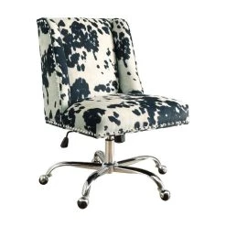 Linon Home Decor Products Linon Draper Wood Upholstered Office Chair In Black Cow Print