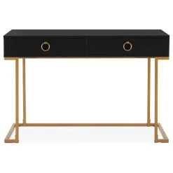 Belleze Modern Home Office Computer Desk, Makeup Vanity Console Table, Black