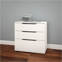 Atlin Designs 3 Drawer File Cabinet In White And Melamine -Boraam Industries Shop d40106210be33451 3533 w800 h800 b0 p0