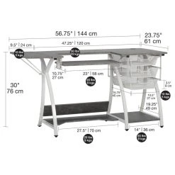 SD Studio Designs Pro Stitch Sewing, Hobby, Computer Table - White, Concrete -Boraam Industries Shop d4f1e7eb01018075 2097 w800 h800 b1 p0 1 1