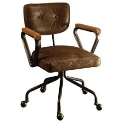 Acme Furniture Hallie Top Grain Leather Office Chair, Vintage Whiskey, Vintage Whiskey