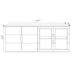 Zuri Furniture 72.5” Modern Hayes Dark Walnut Wood Cabinet 2 Glass Doors 2 Wood Doors -Boraam Industries Shop d58117d7039776c2 8170 w800 h800 b1 p0