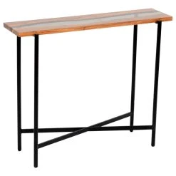 Bolton Furniture, Inc. Rivers Edge 36" Acacia Wood And Acrylic Narrow Console/Entryway Table