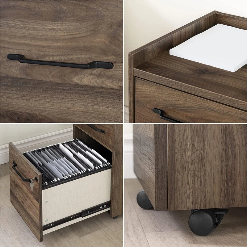 Decor Love Mobile File Cabinet, Lockable Design With Drawers & Metal Pulls, Natural Walnut 7 Decor Love Mobile File Cabinet, Lockable Design With Drawers & Metal Pulls, Natural Walnut - Image 5