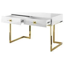 Nicole Miller Moku Desk, 2 Drawers, White And Gold -Boraam Industries Shop d941f3830e9f65cd 9558 w800 h800 b1 p0