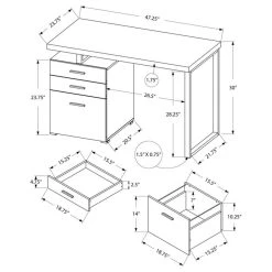 Monarch Specialties Computer Desk, Home Office, Laptop, Storage Drawers, 48"L, Work, Metal, Brown -Boraam Industries Shop d9b18cde0f650371 0757 w800 h800 b1 p0
