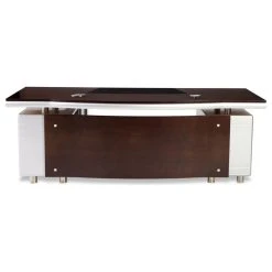 Zuri Furniture 83” Modern Kennedy Dark Walnut Wood Desk Stationary Right Return Writing Pad