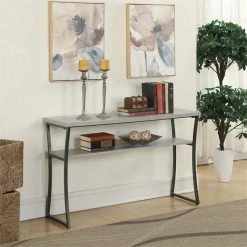 Convenience Concepts X-Calibur Console Table In Gray Faux Birch Wood Finish