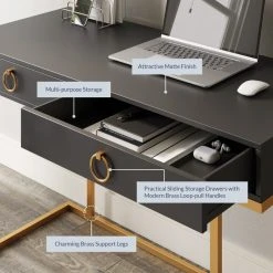 Belleze Modern Home Office Computer Desk, Makeup Vanity Console Table, Black 10 Belleze Modern Home Office Computer Desk, Makeup Vanity Console Table, Black -Boraam Industries Shop de51df6c01386297 7640 w800 h800 b0 p0