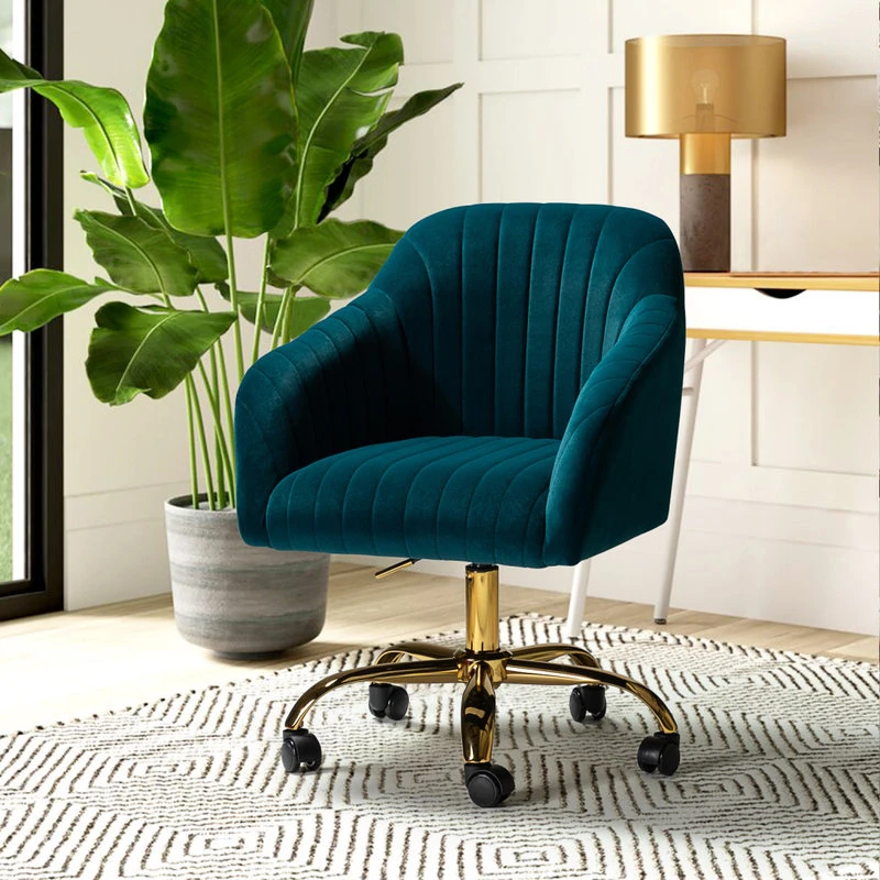 Karat Home Swivel Task Chair With Tufted Back, Teal 4 Karat Home Swivel Task Chair With Tufted Back, Teal - Image 2