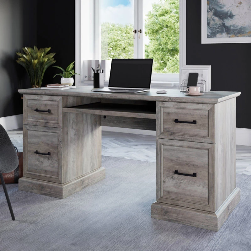 BELLEZE Rhudi 62" Executive Desk, Gray Wash 4 BELLEZE Rhudi 62" Executive Desk, Gray Wash - Image 2