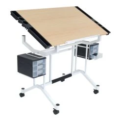 Offex Home Office Pro Craft Station, White/Maple, UPS Box