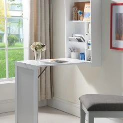 Pilaster Designs Eliza Wall-Mounted Fold-Out Convertible Writing Desk, White -Boraam Industries Shop df117bb00a57dbab 6704 w800 h800 b0 p0