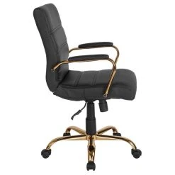 Flash Furniture Mid Back Leather Office Swivel Chair In Black And Gold -Boraam Industries Shop e00151460e141d86 4613 w800 h800 b1 p0