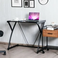 Costway Glass Top Computer Desk PC Laptop Table Writing Study Home Office -Boraam Industries Shop e0518d0a0e620662 7858 w800 h800 b0 p0