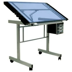 Offex Home Office Indoor Vision Craft Station, Silver/Blue Glass -Boraam Industries Shop e111cbe309c8d004 9350 w800 h800 b1 p0
