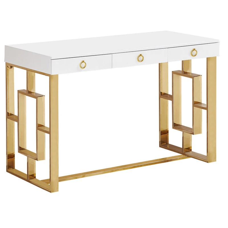 Best Master Furniture Brooks Contemporary 3-Drawer Writing Desk, White/Gold 3 Best Master Furniture Brooks Contemporary 3-Drawer Writing Desk, White/Gold
