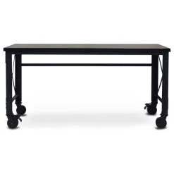 Duramax Rolling Industrial Desk With Wooden Top 72 Inches X 24 Inches