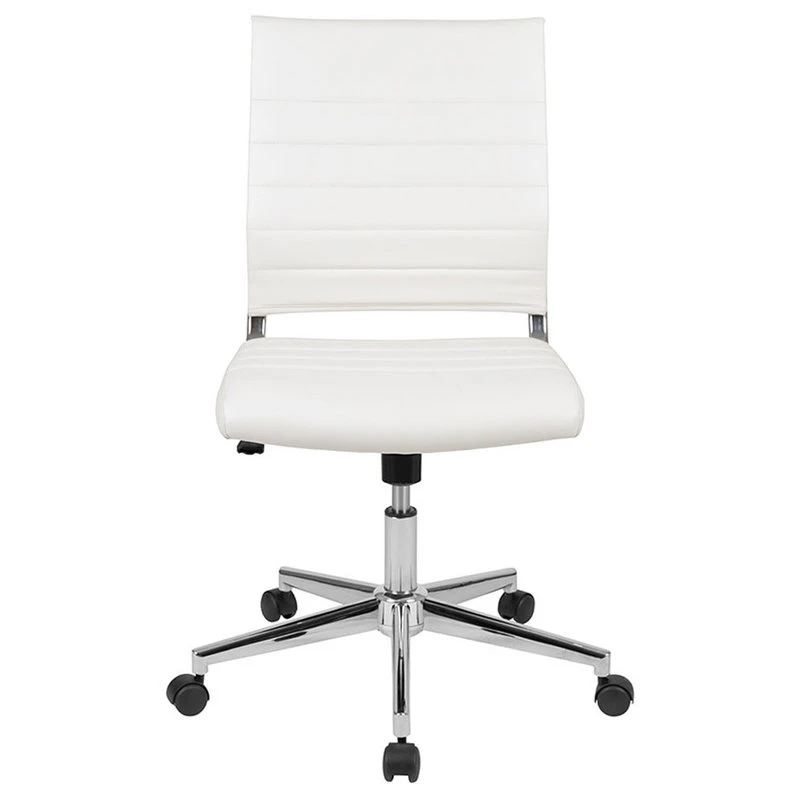 Offex Mid-Back Armless LeatherSoft Ribbed Executive Swivel Office Chair, White 7 Offex Mid-Back Armless LeatherSoft Ribbed Executive Swivel Office Chair, White - Image 5