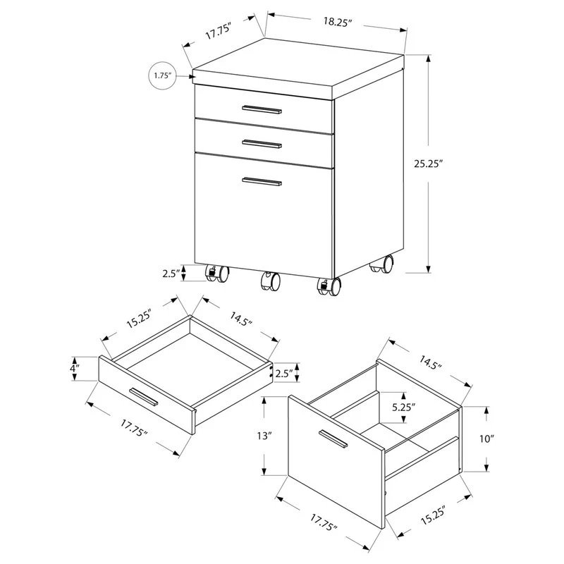Monarch Specialties File Cabinet, Rolling Mobile, Printer Stand, Office, Work, Laminate, Black 4 Monarch Specialties File Cabinet, Rolling Mobile, Printer Stand, Office, Work, Laminate, Black - Image 3