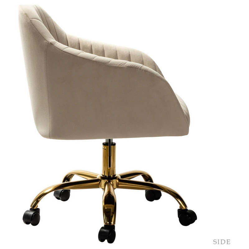 Karat Home Swivel Task Chair With Tufted Back, Tan 5 Karat Home Swivel Task Chair With Tufted Back, Tan - Image 3