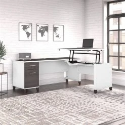 Bush Business Furniture Somerset 3 Position Sit To Stand L Shaped Desk In White/Gray - Engineered Wood -Boraam Industries Shop e2a1ebb800ee6ca3 1593 w800 h800 b0 p0