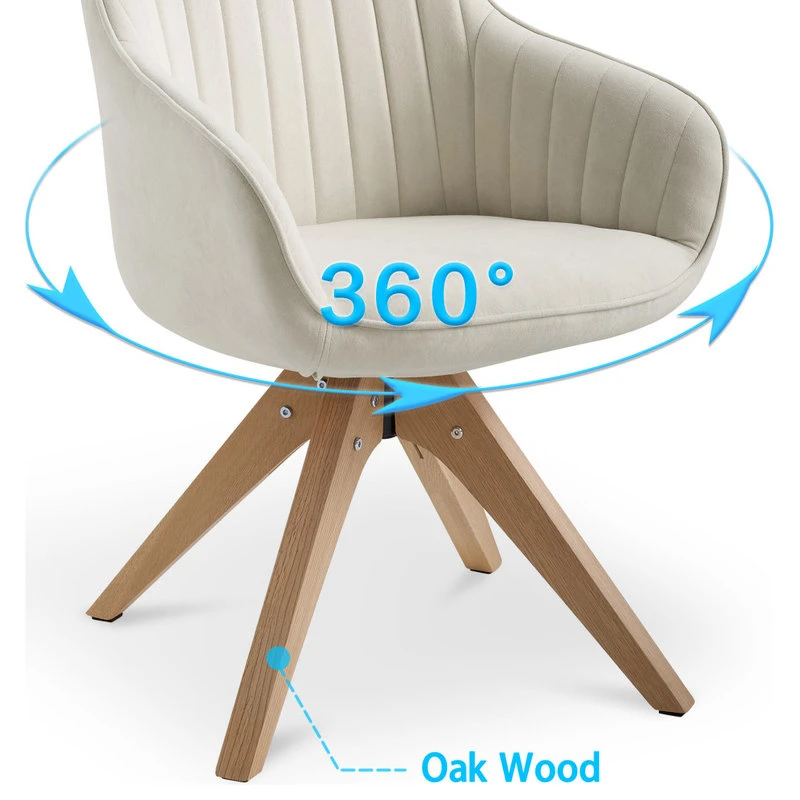 Art Leon Mid-Century Modern Swivel Fabric Upholstered Office Chair With Solid Wood Legs, 12 Art Leon Mid-Century Modern Swivel Fabric Upholstered Office Chair With Solid Wood Legs, - Image 10